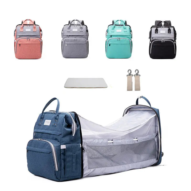 Multifunctional Maternity Diaper Backpack Upgraded With Removable Mosquito Net Large Capacity Foldable Infants Baby Crib Waterproof Nappy Mother Bag For Travel SJ Avenue
