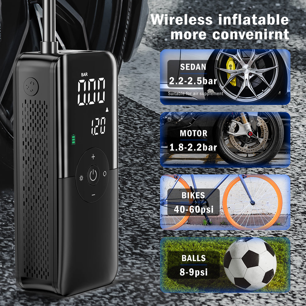 Portable Electric Air Pump Fast Inflation for Car, Motorcycle ,E-bike, Ball